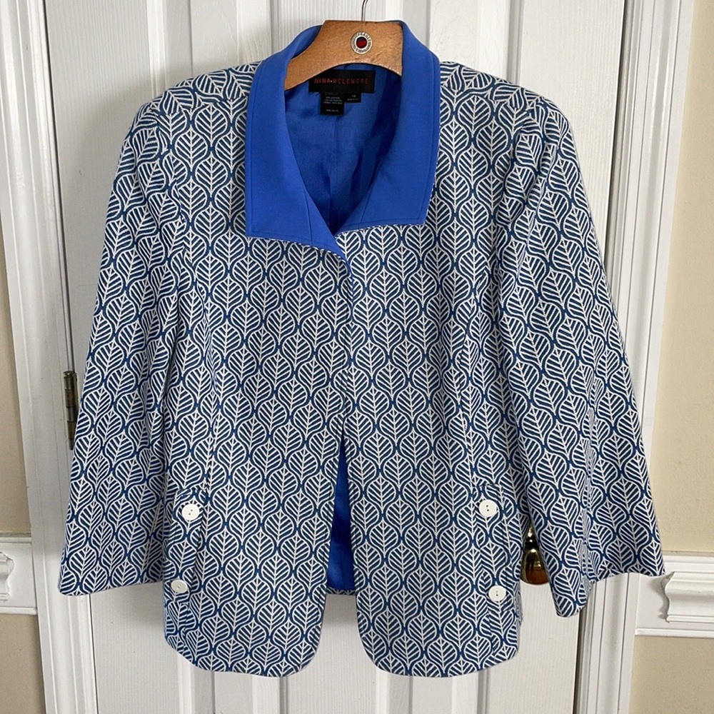 Worthington Blue Patterned Blazer Jacket